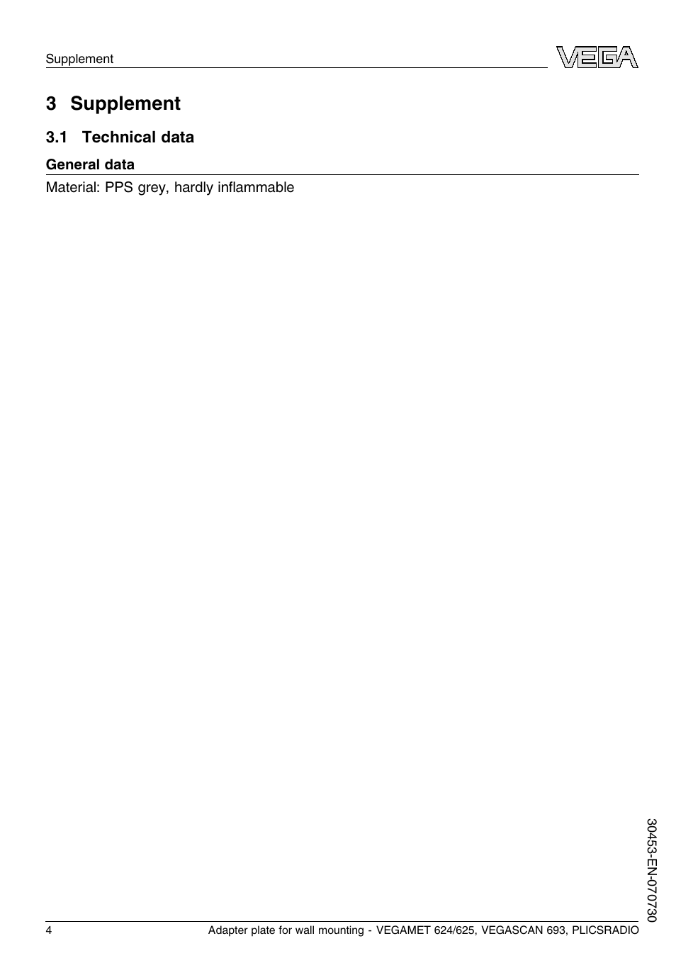 3 supplement, 1 technical data | VEGA PLICSRADIO C62 User Manual | Page 4 / 8