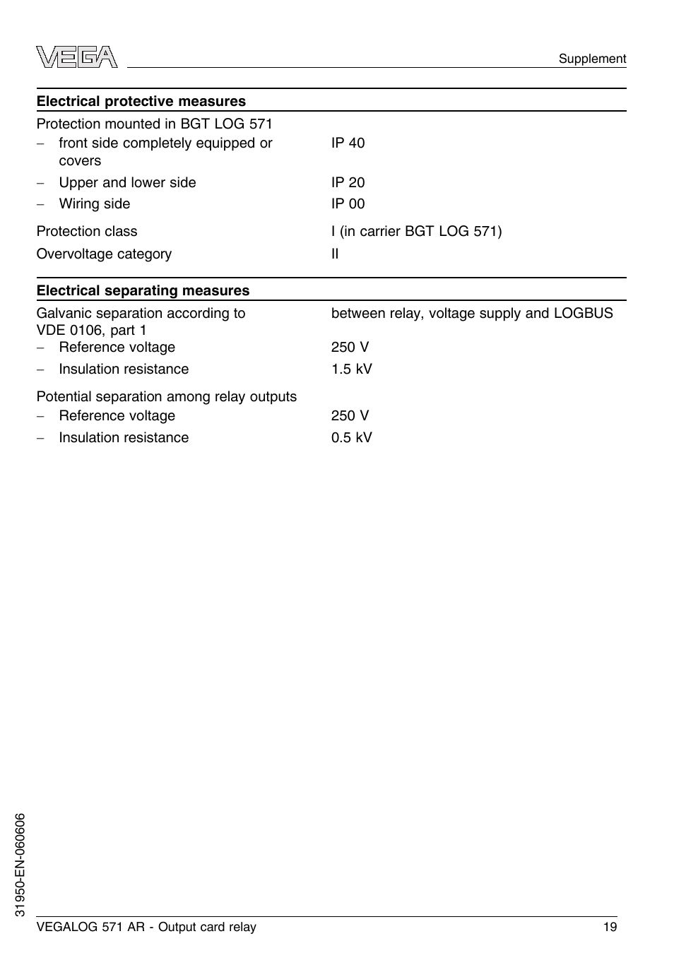 VEGA VEGALOG 571 AR User Manual | Page 19 / 24