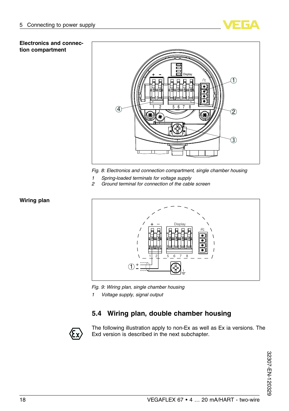 4 wiring plan, double chamber housing | VEGA VEGAFLEX 67 (-20…+250°C) 4 … 20 mA_HART two-wire User Manual | Page 18 / 64