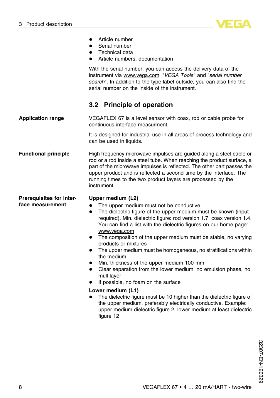 2 principle of operation | VEGA VEGAFLEX 67 (-20…+250°C) 4 … 20 mA_HART two-wire User Manual | Page 8 / 64