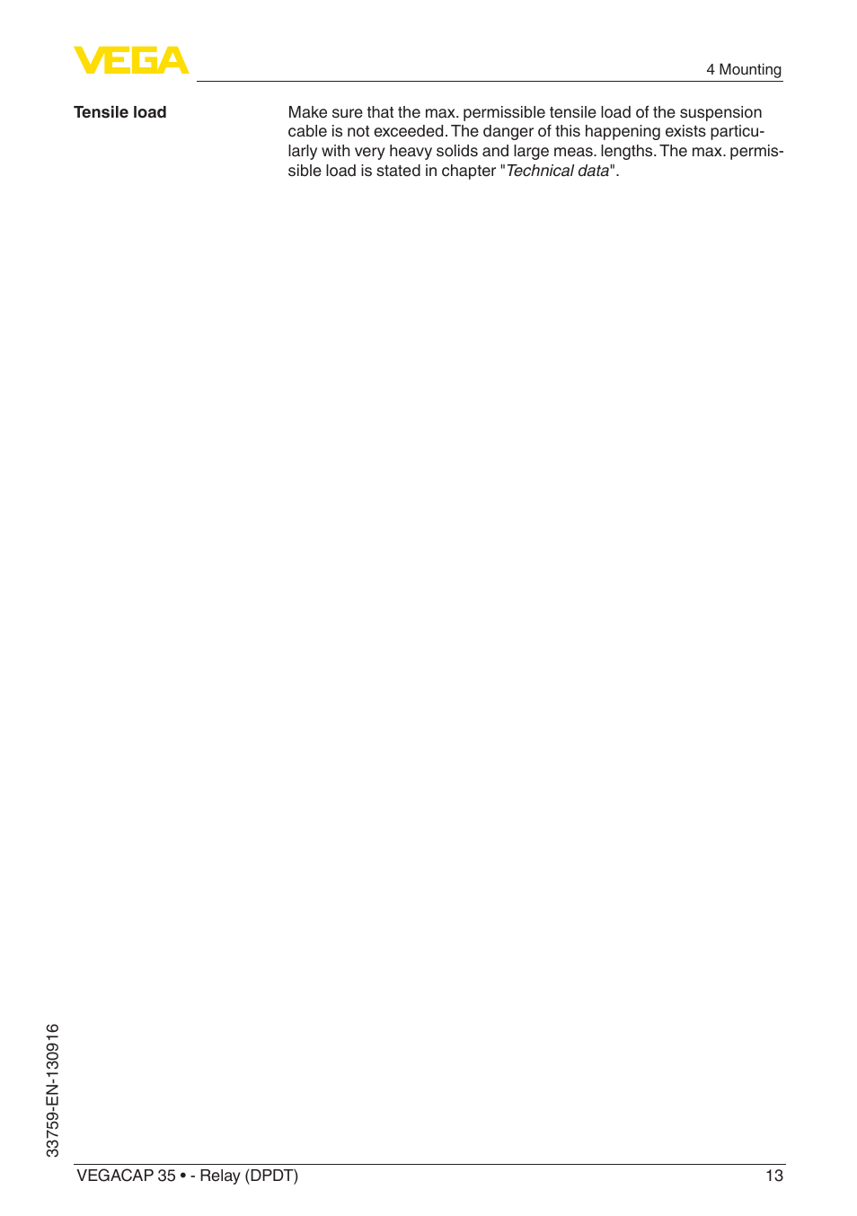 VEGA VEGACAP 35 - Relay (DPDT) User Manual | Page 13 / 36