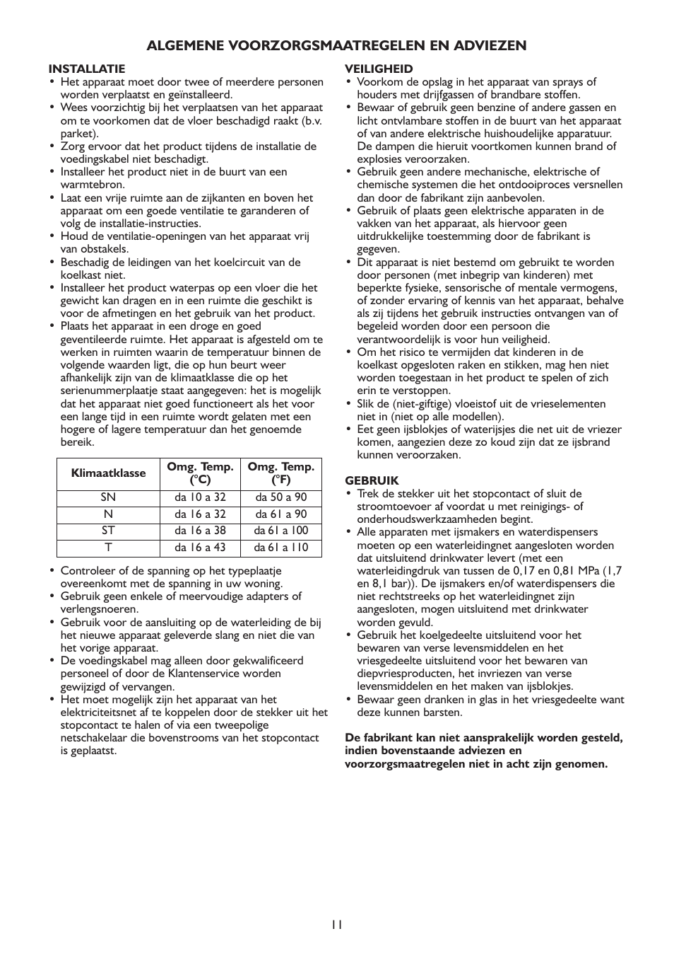 Whirlpool WSN 5554 A+X User Manual | Page 11 / 56