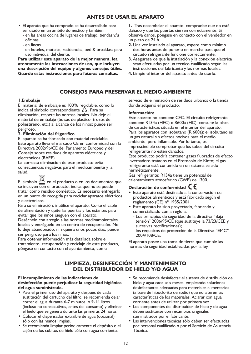 Whirlpool WSN 5554 A+X User Manual | Page 12 / 56