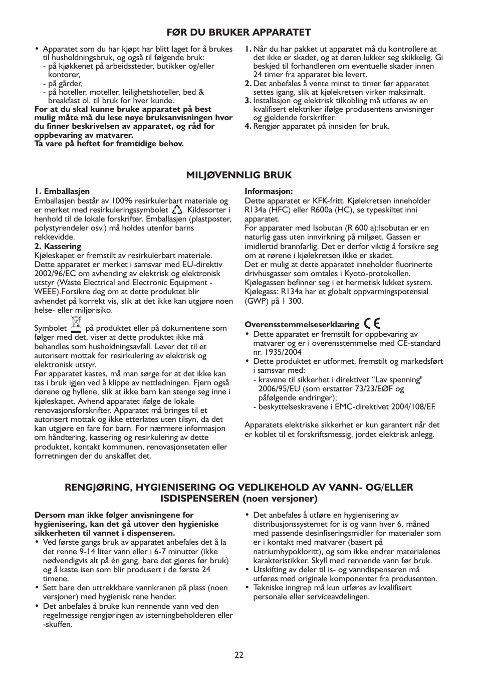 Whirlpool WSN 5554 A+X User Manual | Page 22 / 56