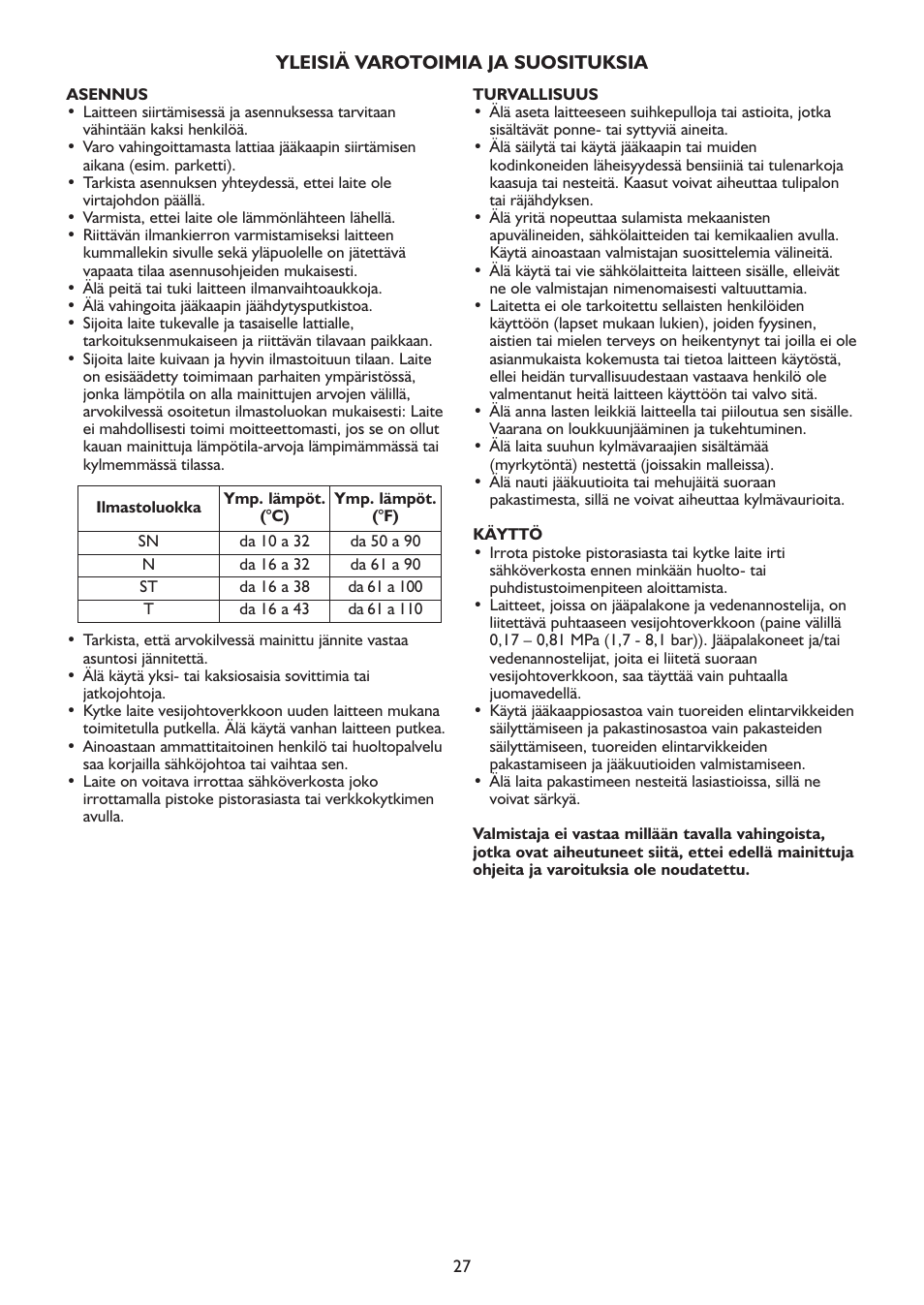 Whirlpool WSN 5554 A+X User Manual | Page 27 / 56