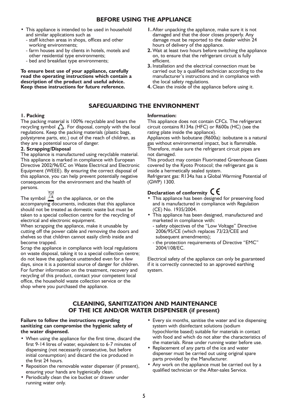 Whirlpool WSN 5554 A+X User Manual | Page 5 / 56