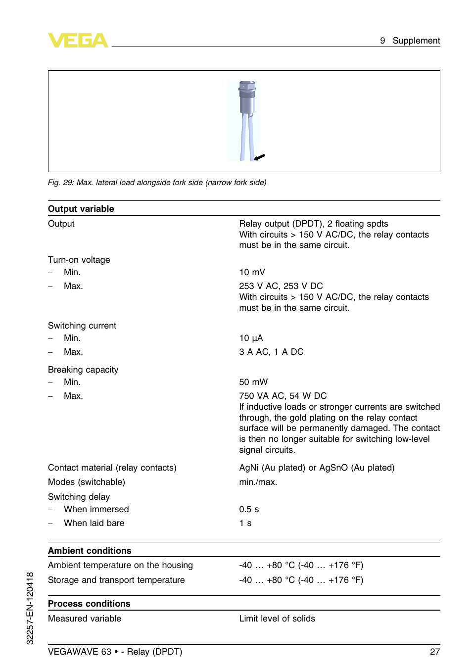 VEGA VEGAWAVE 63 - Relay (DPDT) User Manual | Page 27 / 36