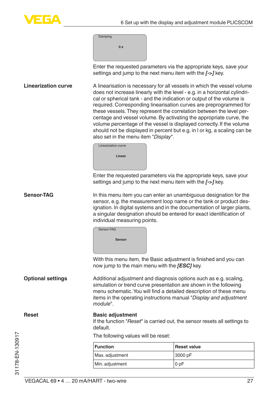 VEGA VEGACAL 69 4 … 20 mA_HART - two-wire User Manual | Page 27 / 48
