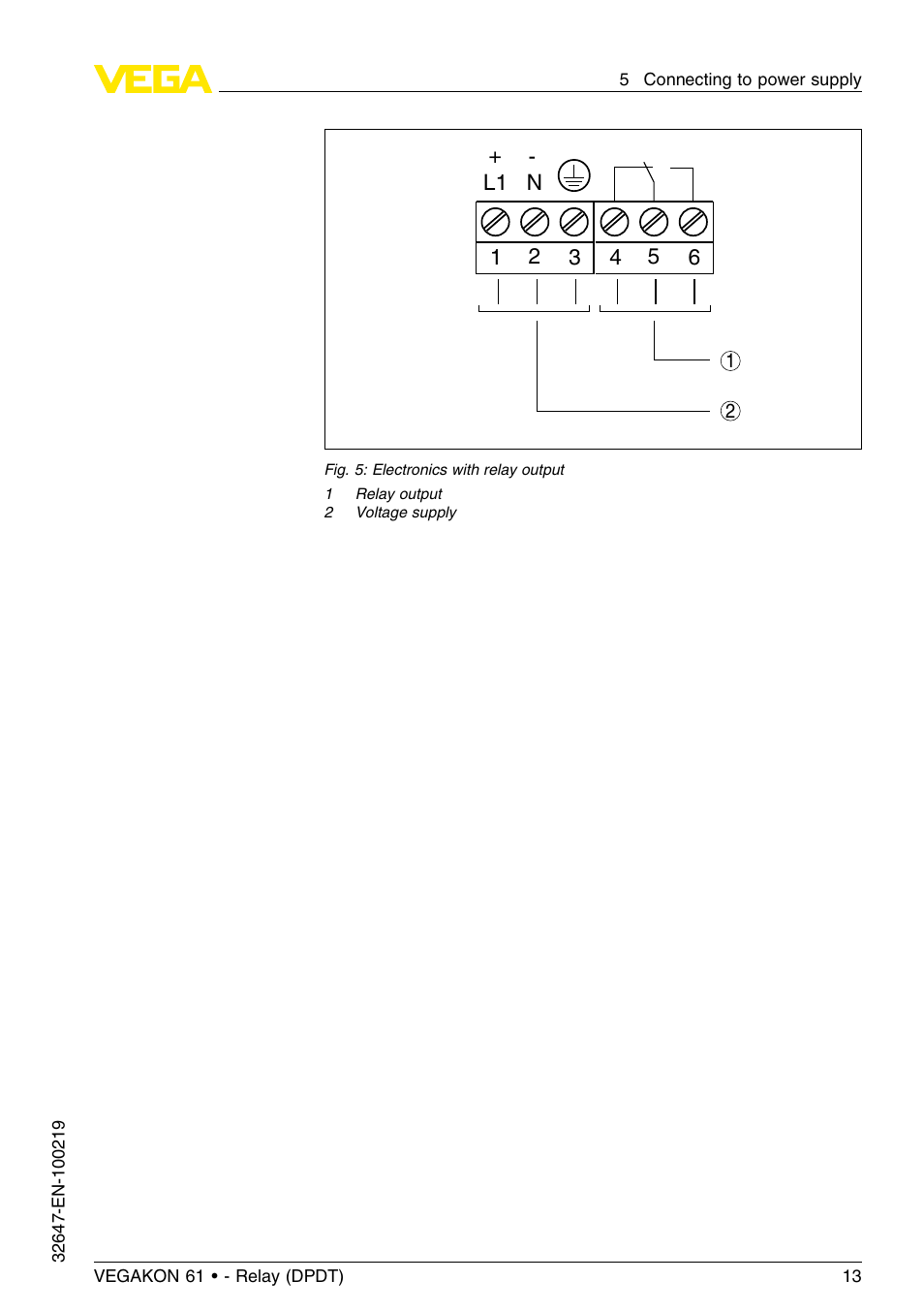VEGA VEGAKON 61 - Relay (DPDT) User Manual | Page 13 / 24