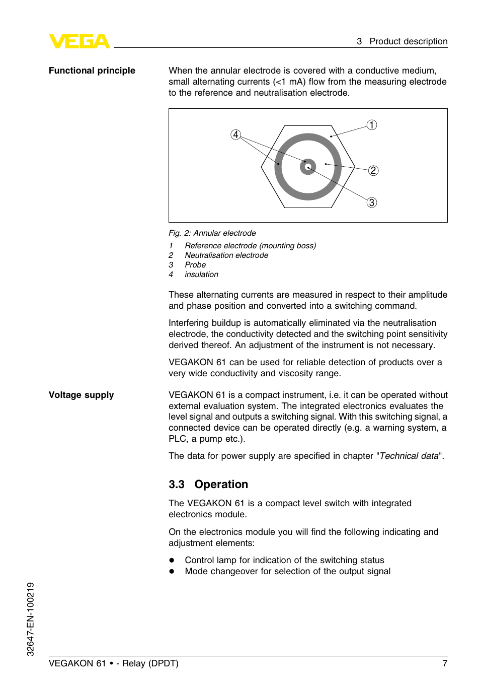 3 operation | VEGA VEGAKON 61 - Relay (DPDT) User Manual | Page 7 / 24