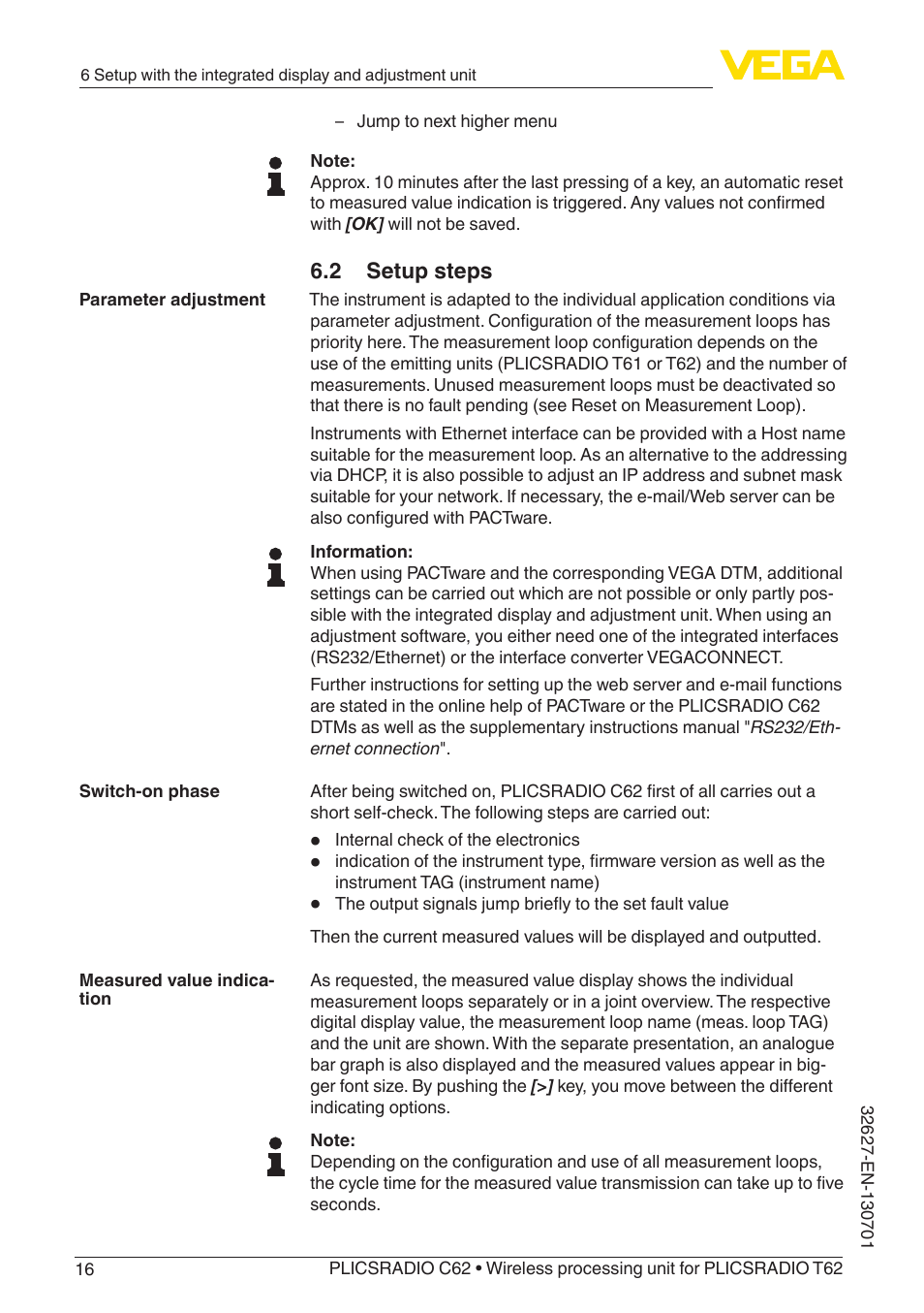 2 setup steps | VEGA PLICSRADIO R62 Wireless processing unit User Manual | Page 16 / 40