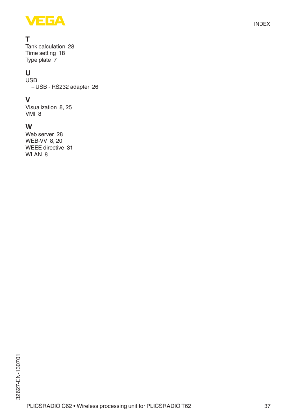 VEGA PLICSRADIO R62 Wireless processing unit User Manual | Page 37 / 40
