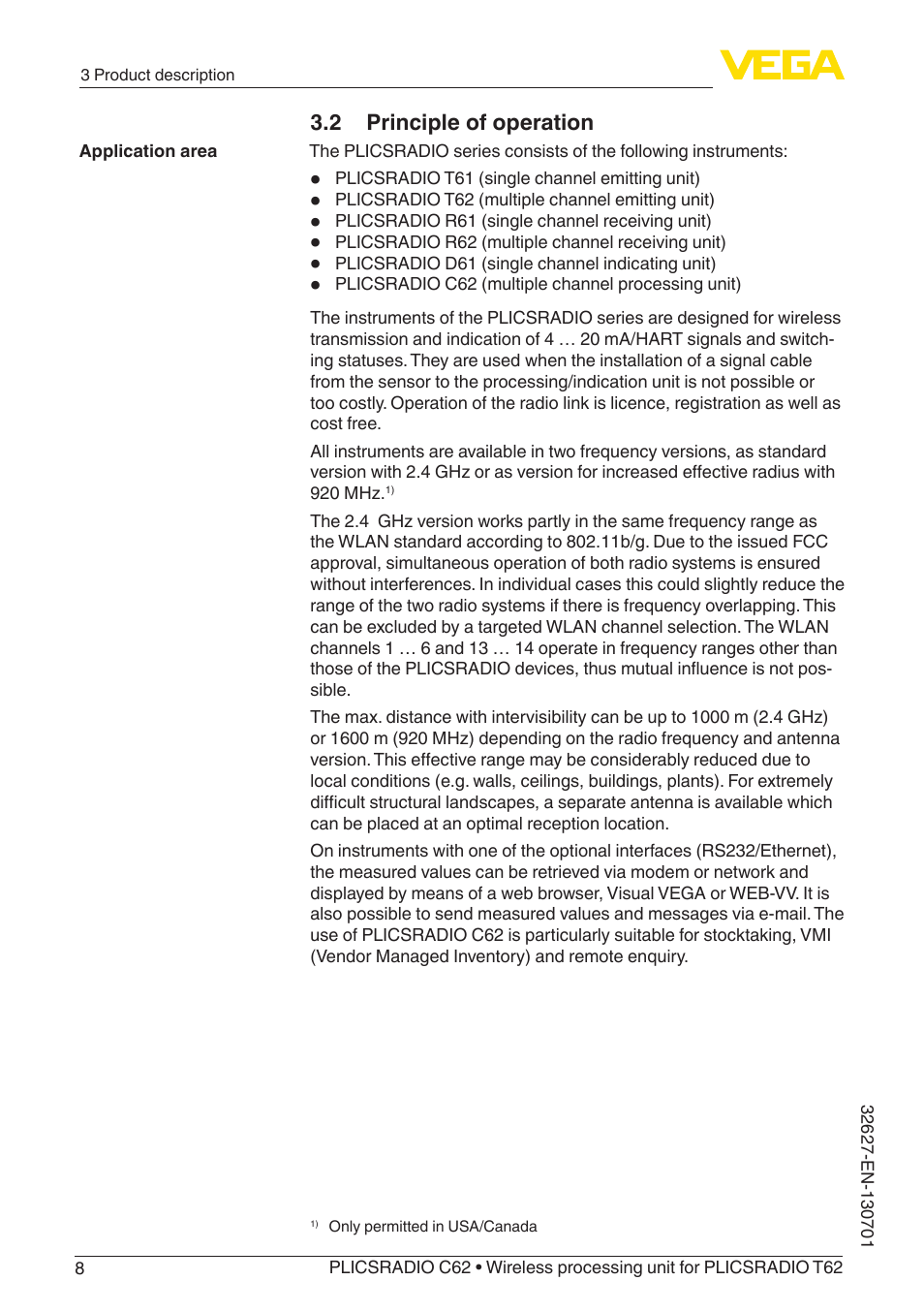 2 principle of operation | VEGA PLICSRADIO R62 Wireless processing unit User Manual | Page 8 / 40