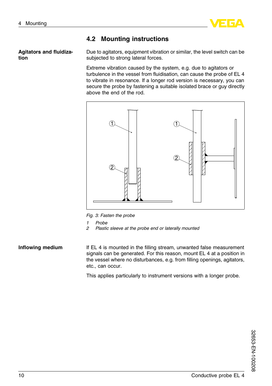 2 mounting instructions | VEGA EL 4 Conductive probe User Manual | Page 10 / 24