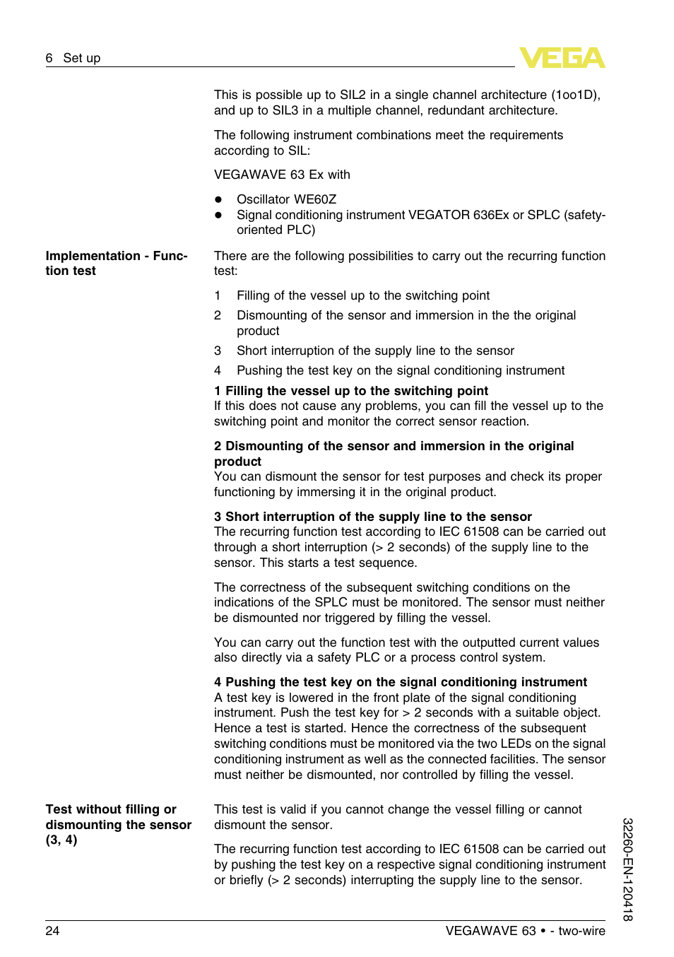 VEGA VEGAWAVE 63 - two-wire User Manual | Page 24 / 40