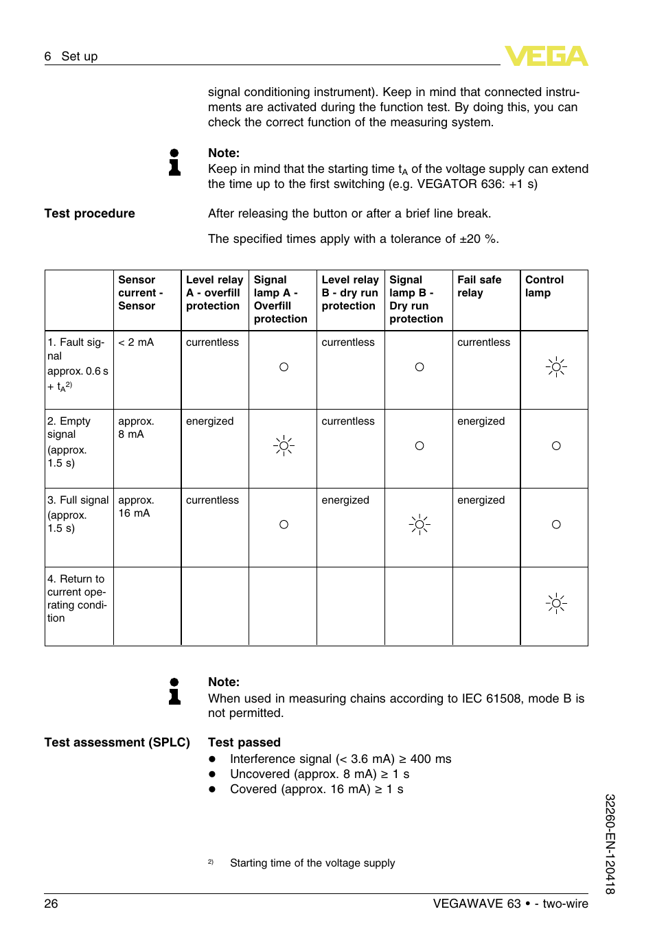 VEGA VEGAWAVE 63 - two-wire User Manual | Page 26 / 40