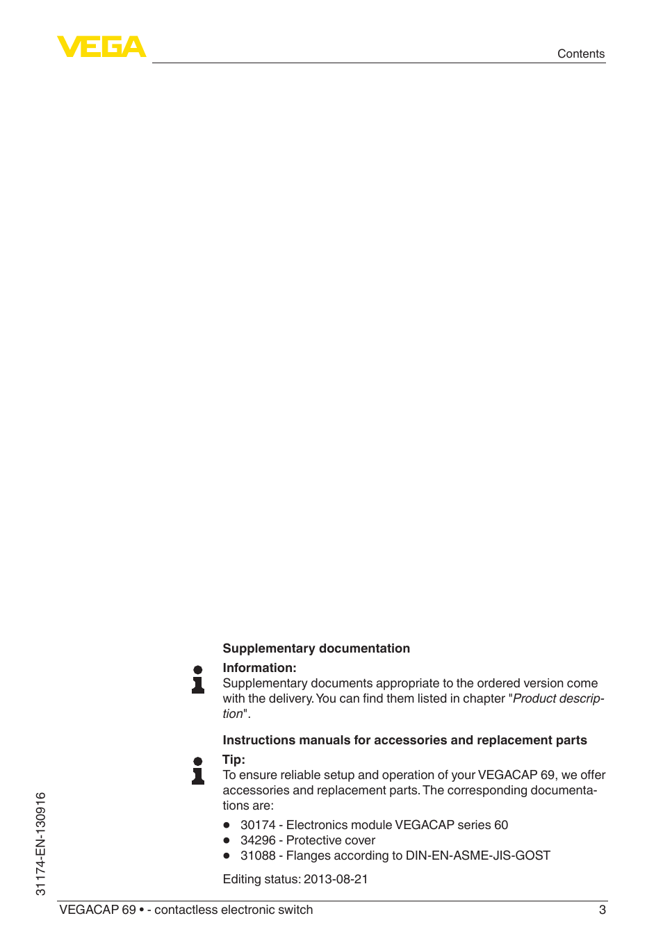 VEGA VEGACAP 69 - contactless electronic switch User Manual | Page 3 / 36