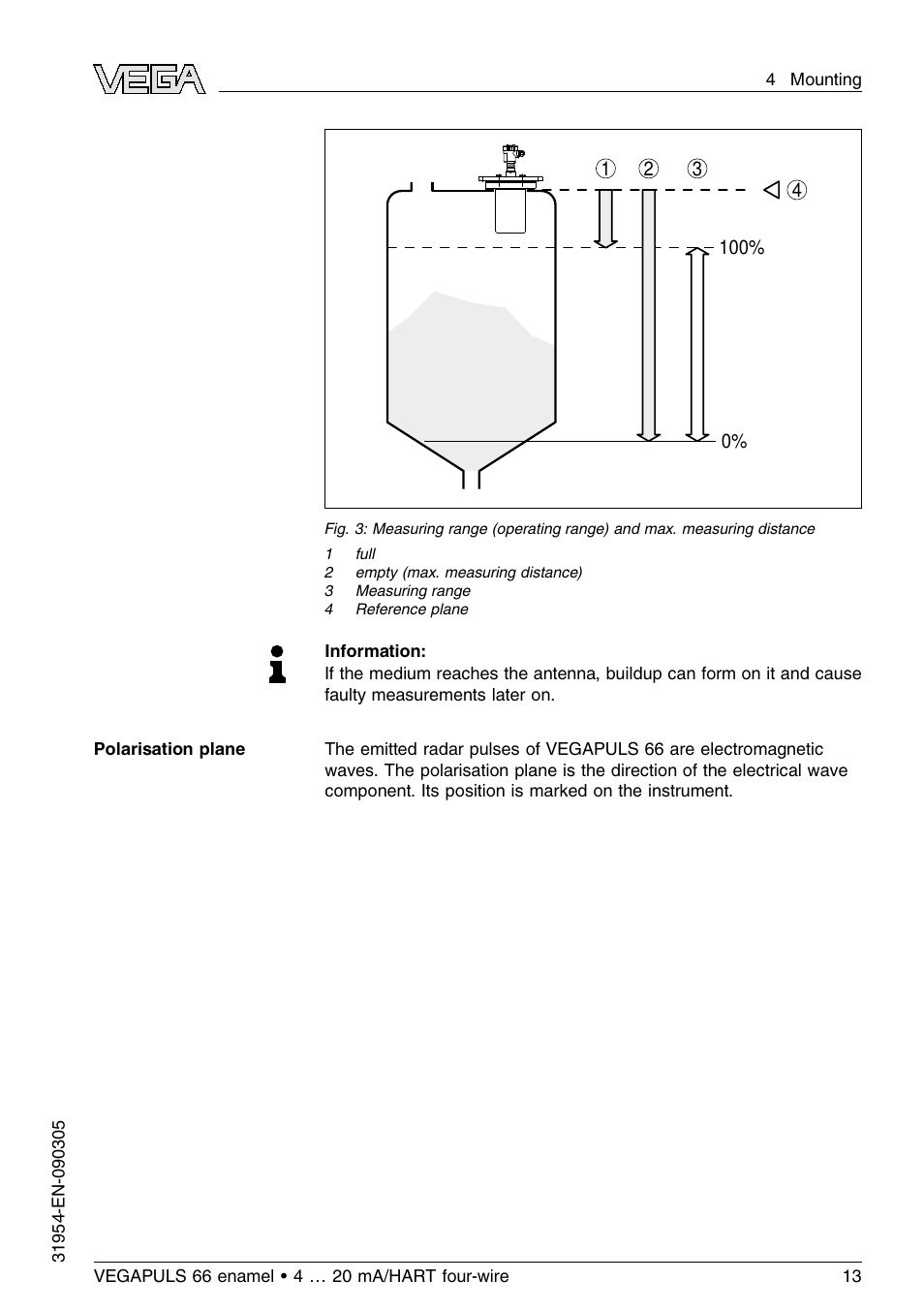 VEGA VEGAPULS 66 (≥ 2.0.0 - ≤ 3.8) enamel 4 … 20 mA_HART four-wire User Manual | Page 13 / 56