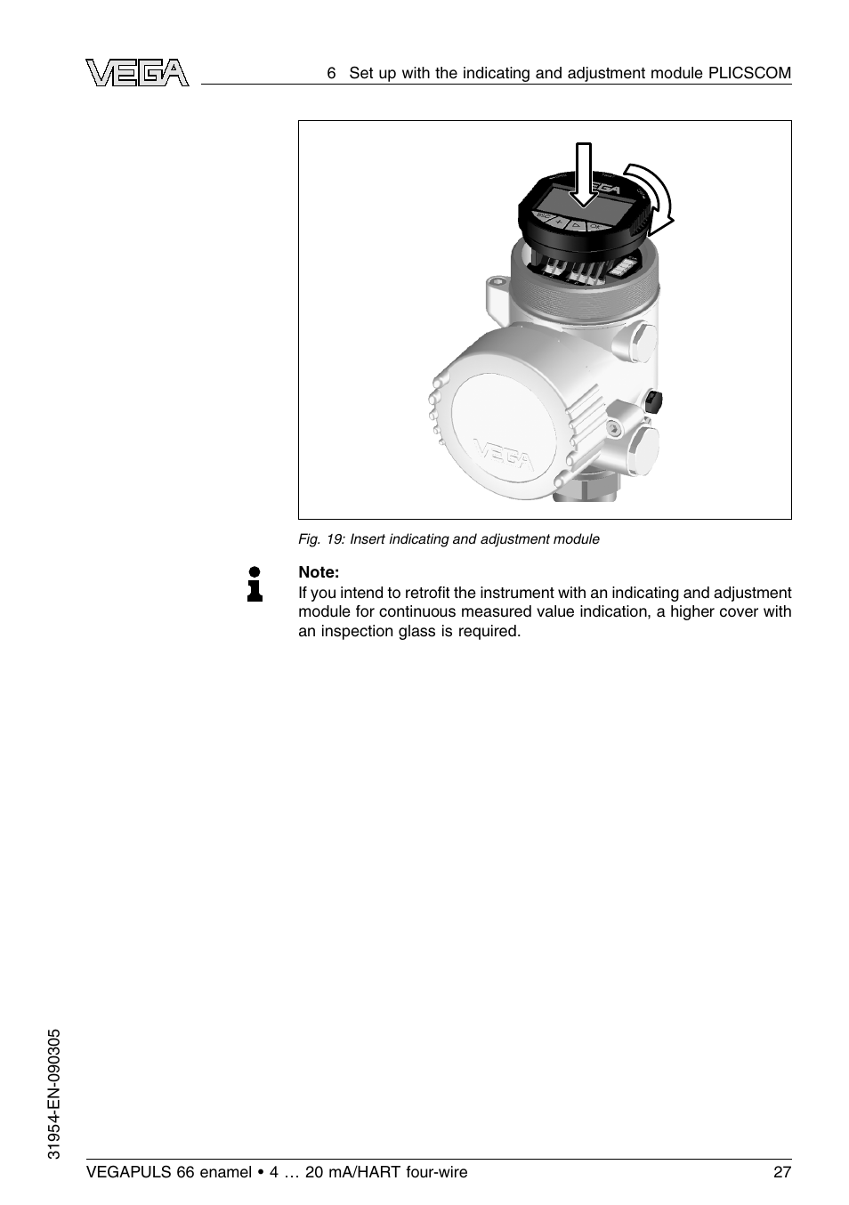 VEGA VEGAPULS 66 (≥ 2.0.0 - ≤ 3.8) enamel 4 … 20 mA_HART four-wire User Manual | Page 27 / 56