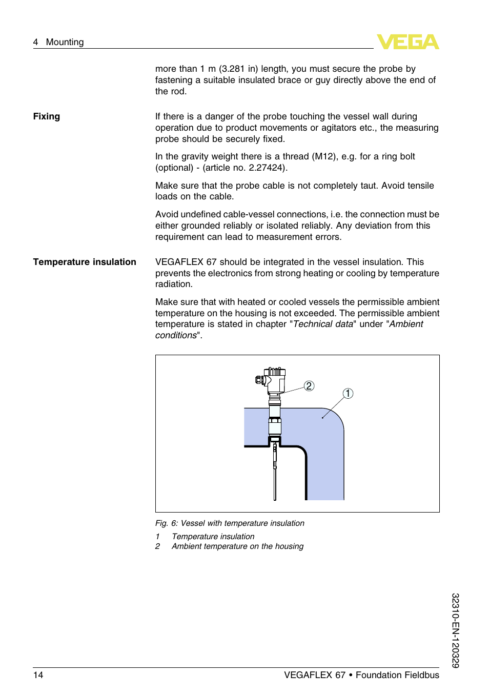 VEGA VEGAFLEX 67 (-20…+250°C) Foundation Fieldbus User Manual | Page 14 / 60