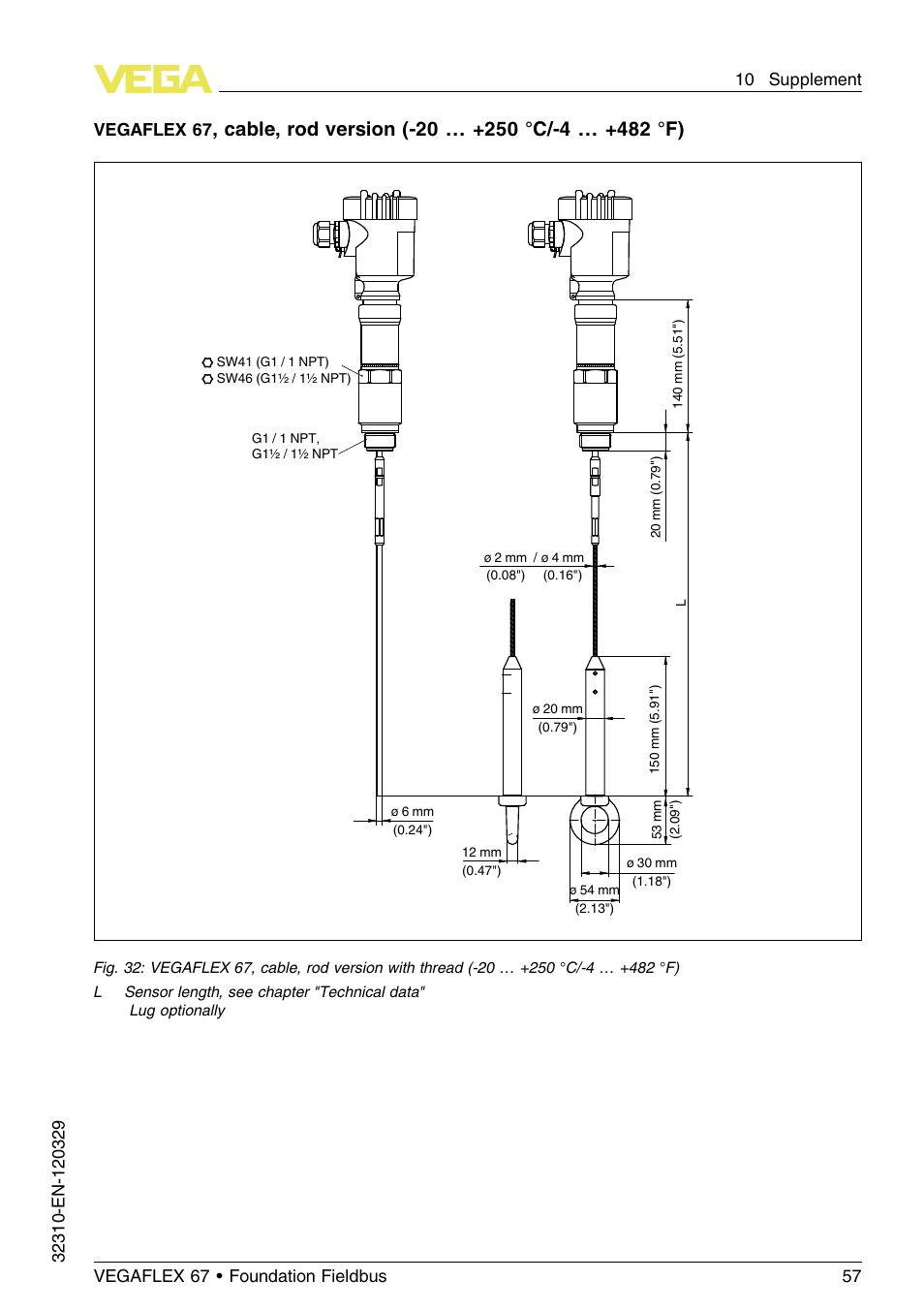 Vegaflex 67 | VEGA VEGAFLEX 67 (-20…+250°C) Foundation Fieldbus User Manual | Page 57 / 60