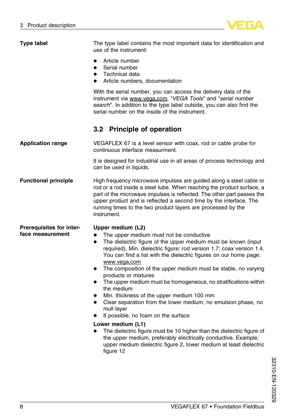 2 principle of operation | VEGA VEGAFLEX 67 (-20…+250°C) Foundation Fieldbus User Manual | Page 8 / 60