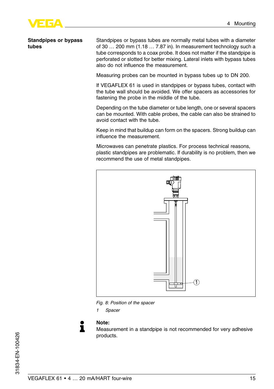 VEGA VEGAFLEX 61 4 … 20 mA_HART four-wire User Manual | Page 15 / 56