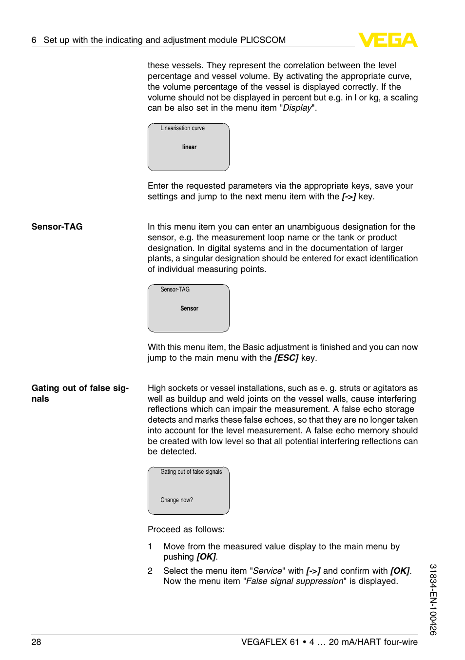 VEGA VEGAFLEX 61 4 … 20 mA_HART four-wire User Manual | Page 28 / 56
