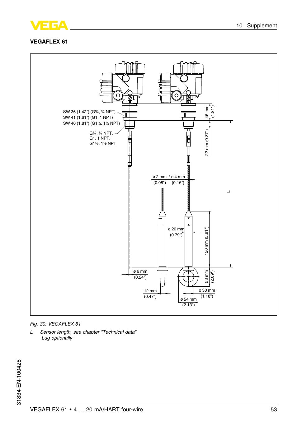 VEGA VEGAFLEX 61 4 … 20 mA_HART four-wire User Manual | Page 53 / 56