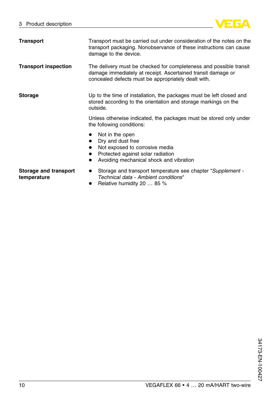 VEGA VEGAFLEX 66 (-200…+400°C) 4 … 20 mA_HART two-wire User Manual | Page 10 / 68