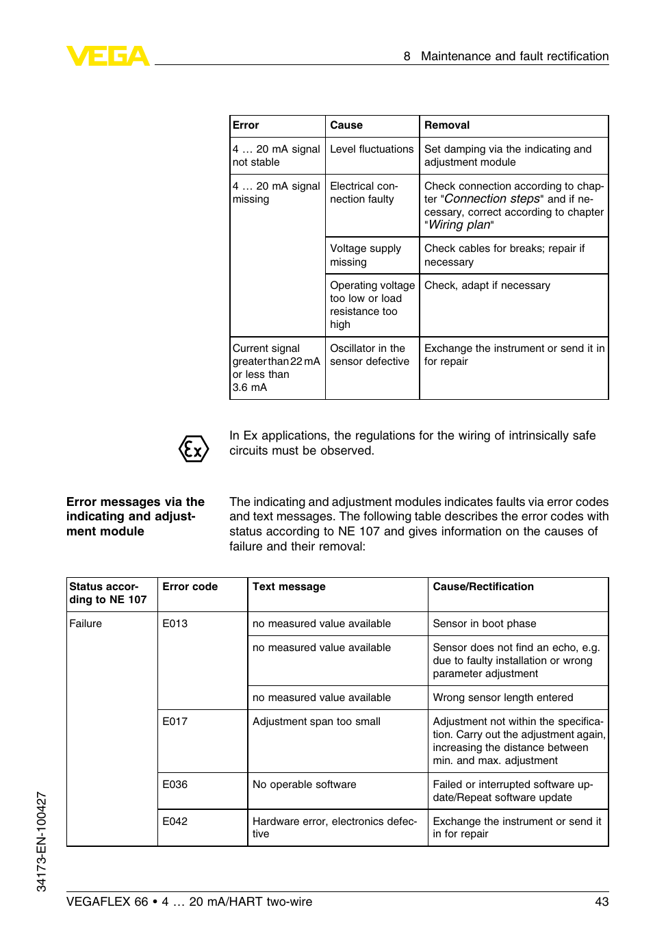 VEGA VEGAFLEX 66 (-200…+400°C) 4 … 20 mA_HART two-wire User Manual | Page 43 / 68