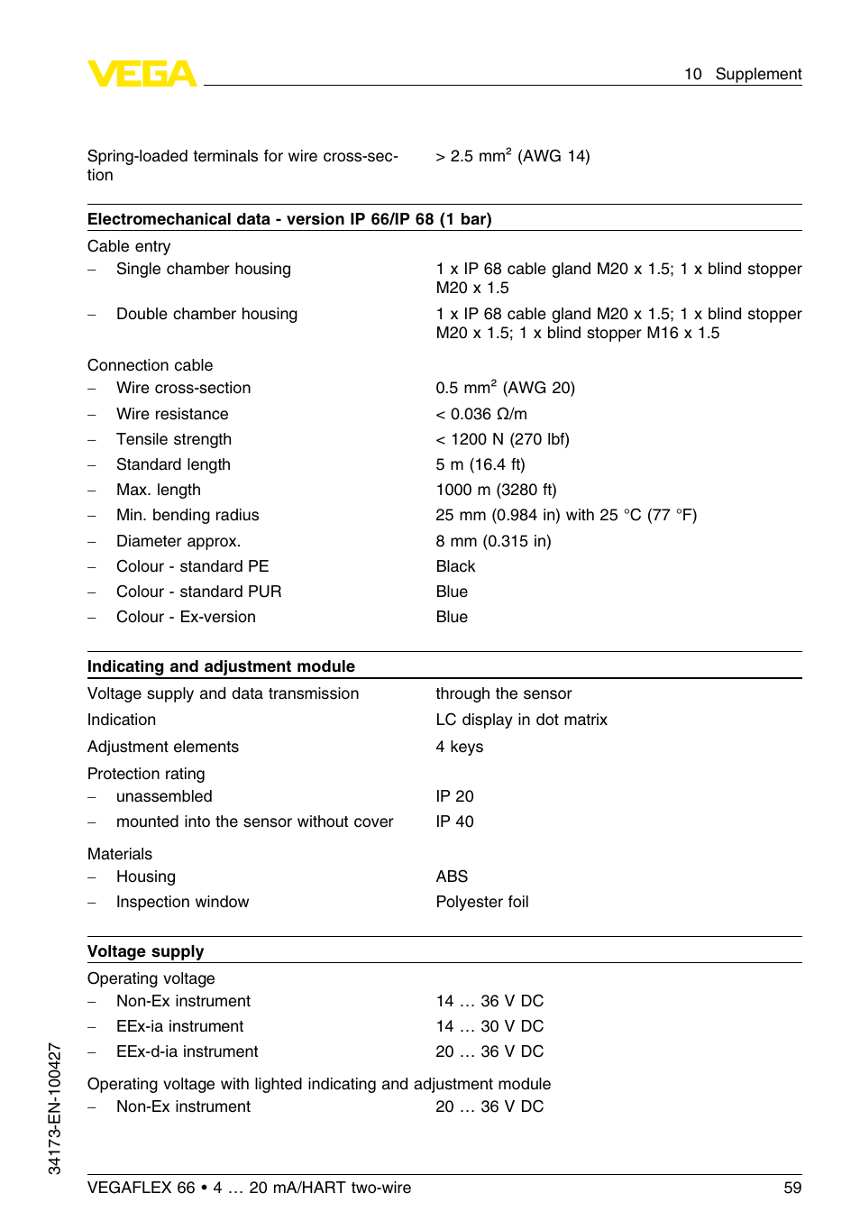 VEGA VEGAFLEX 66 (-200…+400°C) 4 … 20 mA_HART two-wire User Manual | Page 59 / 68