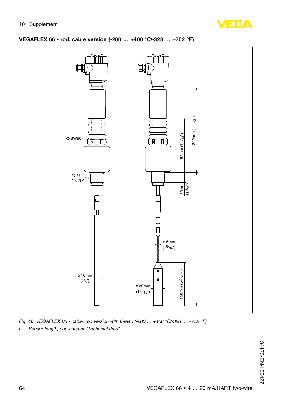 VEGA VEGAFLEX 66 (-200…+400°C) 4 … 20 mA_HART two-wire User Manual | Page 64 / 68