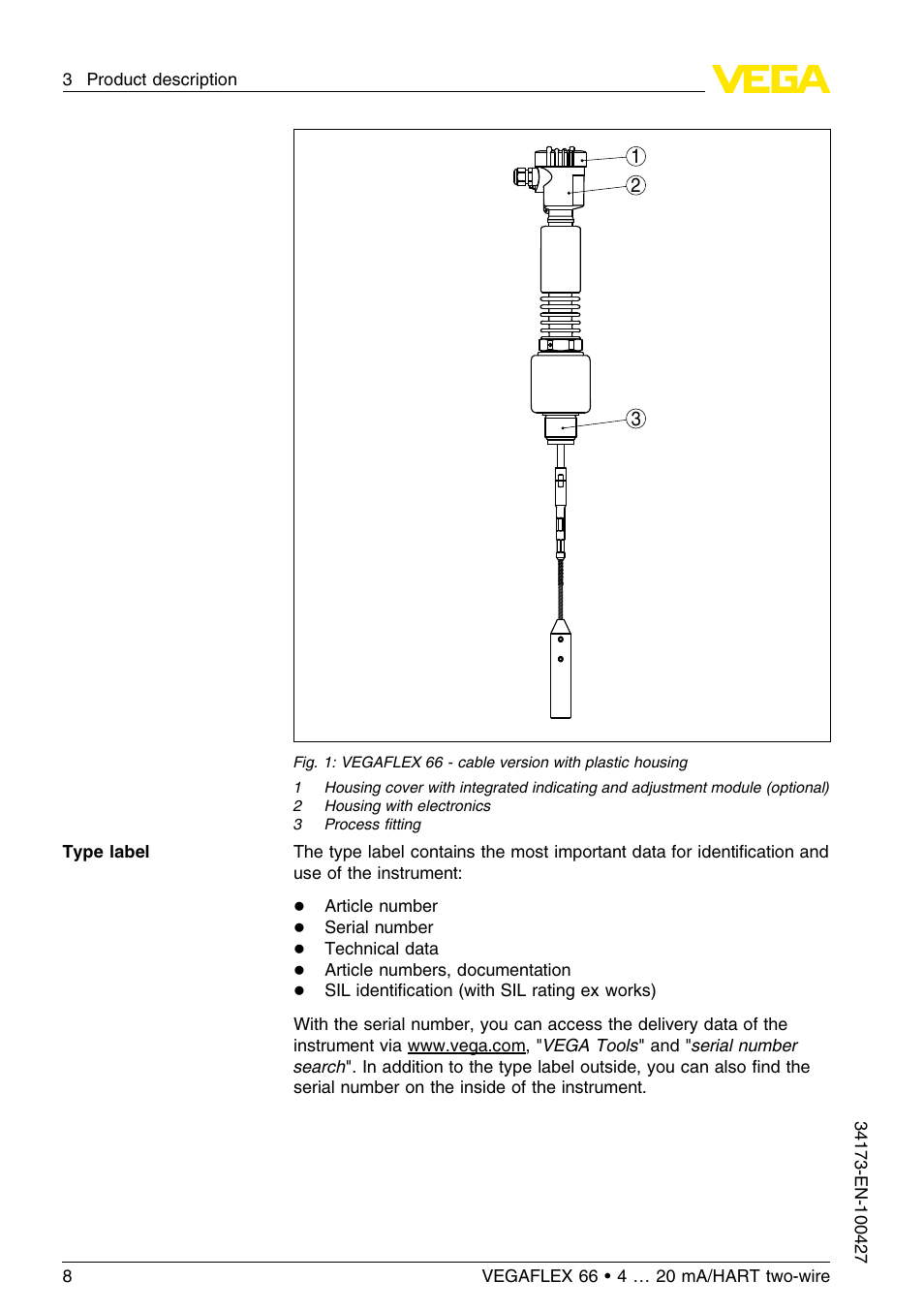 VEGA VEGAFLEX 66 (-200…+400°C) 4 … 20 mA_HART two-wire User Manual | Page 8 / 68