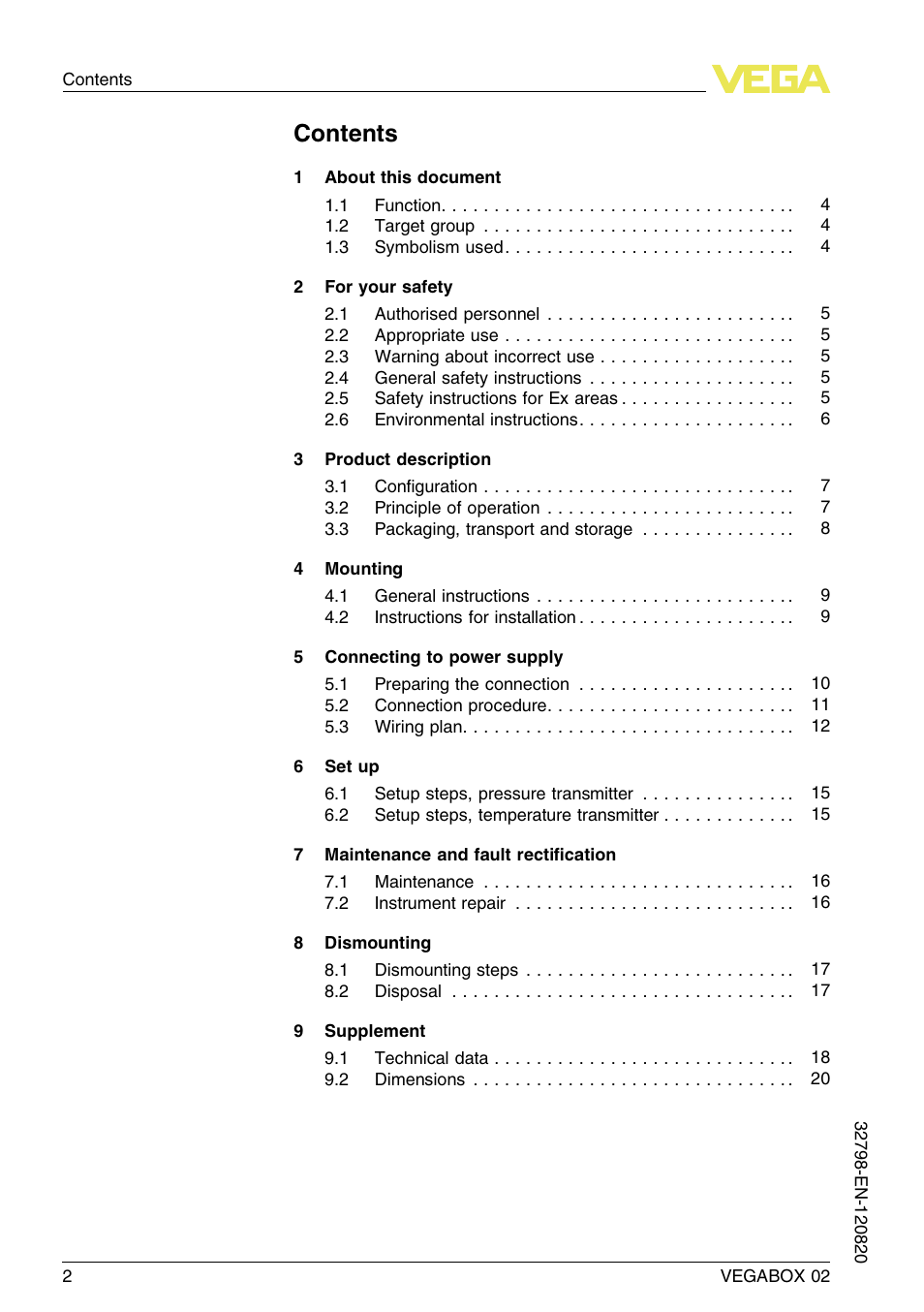 VEGA VEGABOX 02 User Manual | Page 2 / 24