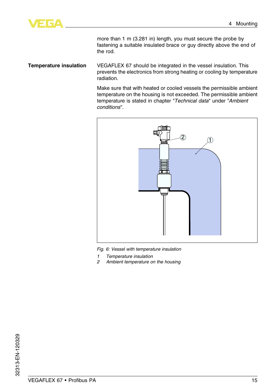 VEGA VEGAFLEX 67 (-200…+400°C) Profibus PA User Manual | Page 15 / 64