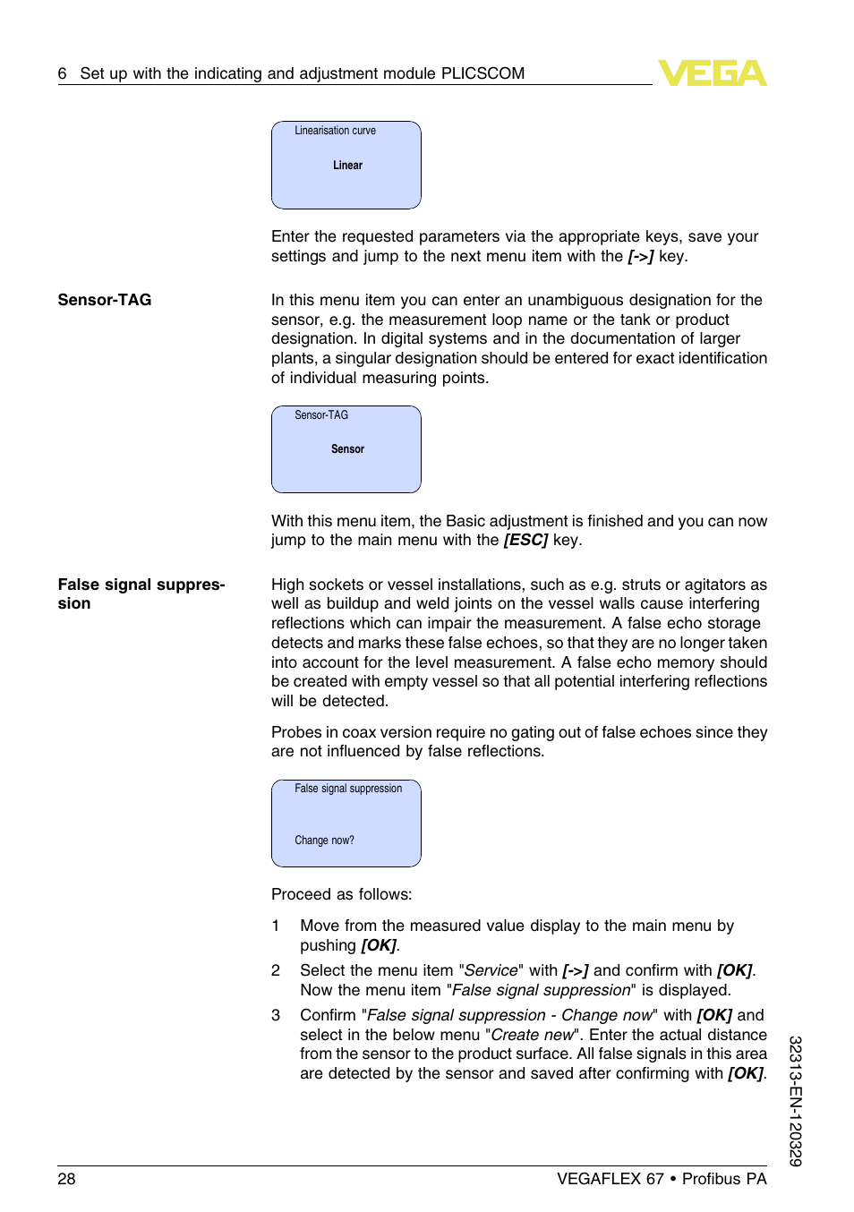 VEGA VEGAFLEX 67 (-200…+400°C) Profibus PA User Manual | Page 28 / 64