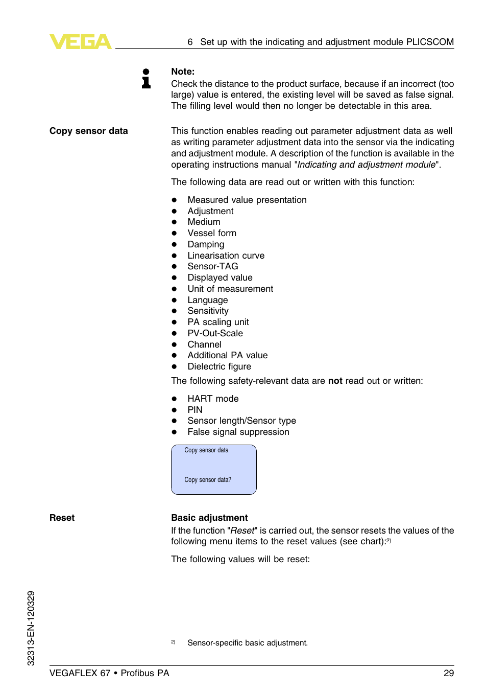 VEGA VEGAFLEX 67 (-200…+400°C) Profibus PA User Manual | Page 29 / 64