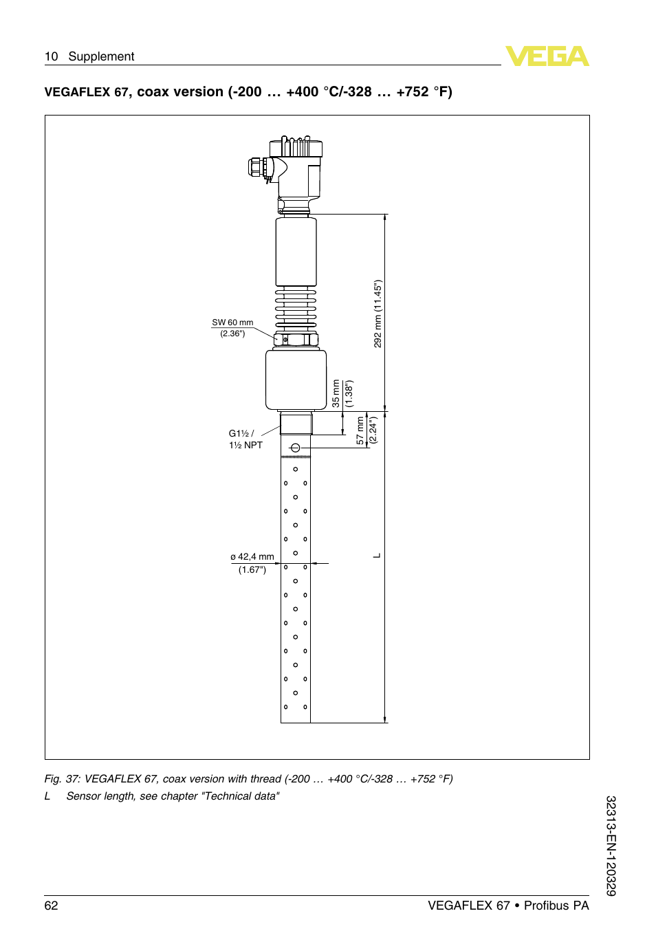Vegaflex 67 | VEGA VEGAFLEX 67 (-200…+400°C) Profibus PA User Manual | Page 62 / 64