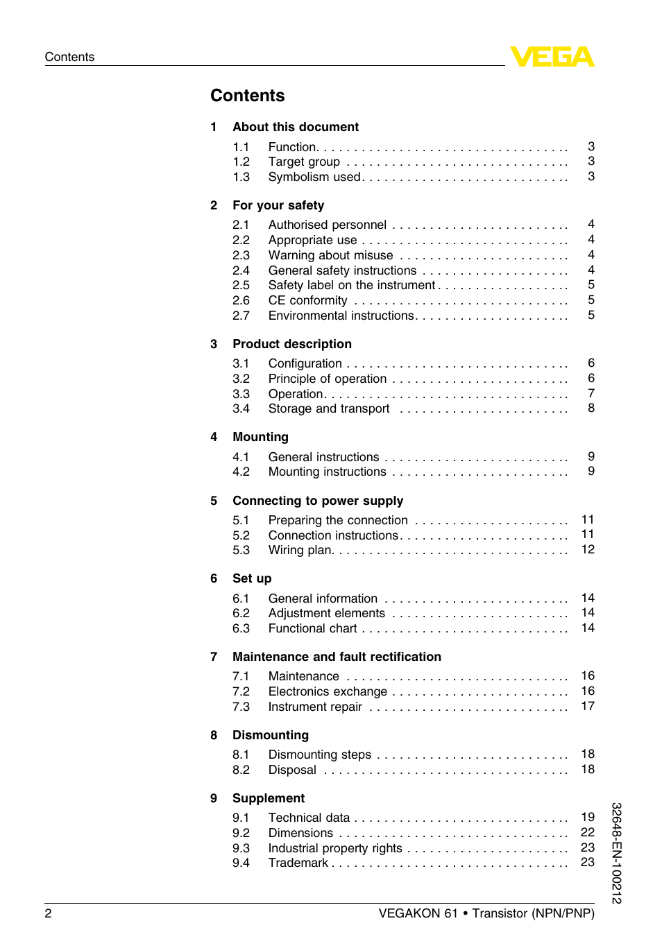 VEGA VEGAKON 61 - Transistor (NPN_PNP) User Manual | Page 2 / 24