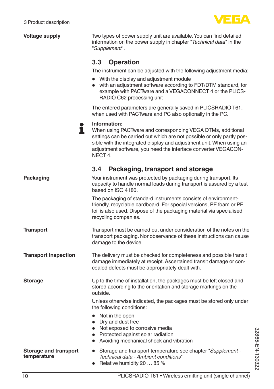 VEGA PLICSRADIO T61 Wireless emitting unit User Manual | Page 10 / 40