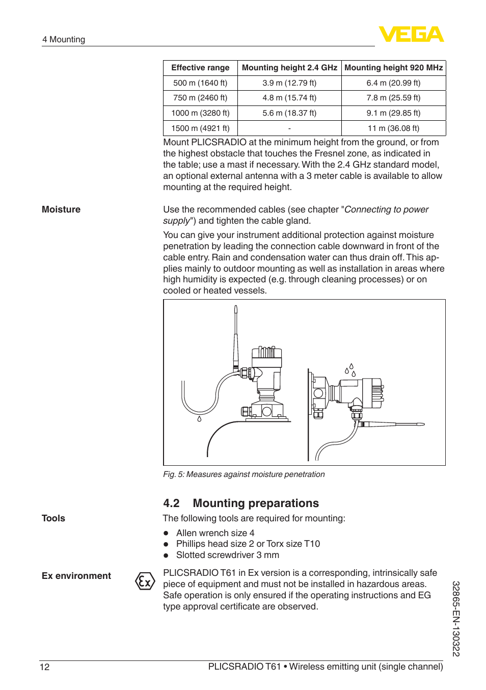 2 mounting preparations | VEGA PLICSRADIO T61 Wireless emitting unit User Manual | Page 12 / 40