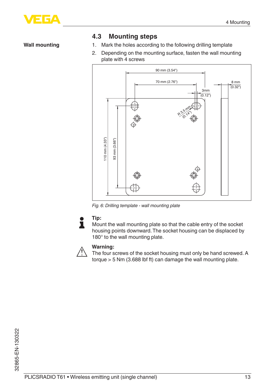 3 mounting steps | VEGA PLICSRADIO T61 Wireless emitting unit User Manual | Page 13 / 40