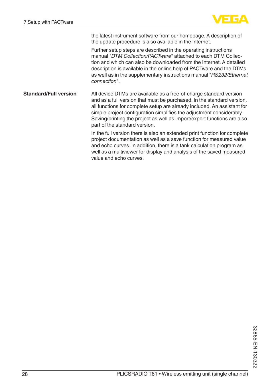 VEGA PLICSRADIO T61 Wireless emitting unit User Manual | Page 28 / 40