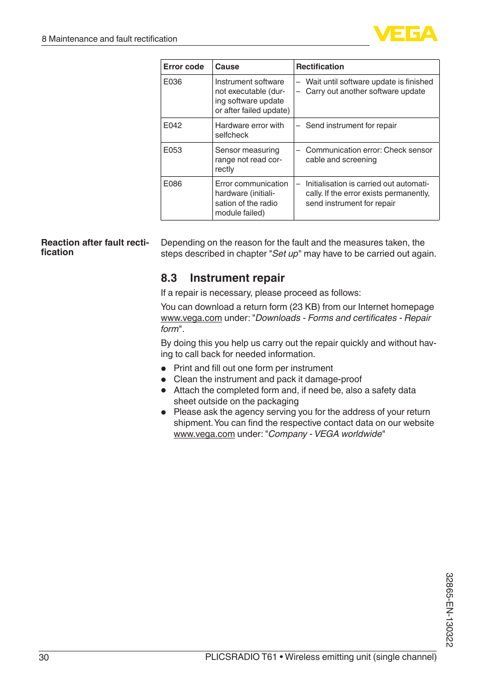 3 instrument repair | VEGA PLICSRADIO T61 Wireless emitting unit User Manual | Page 30 / 40