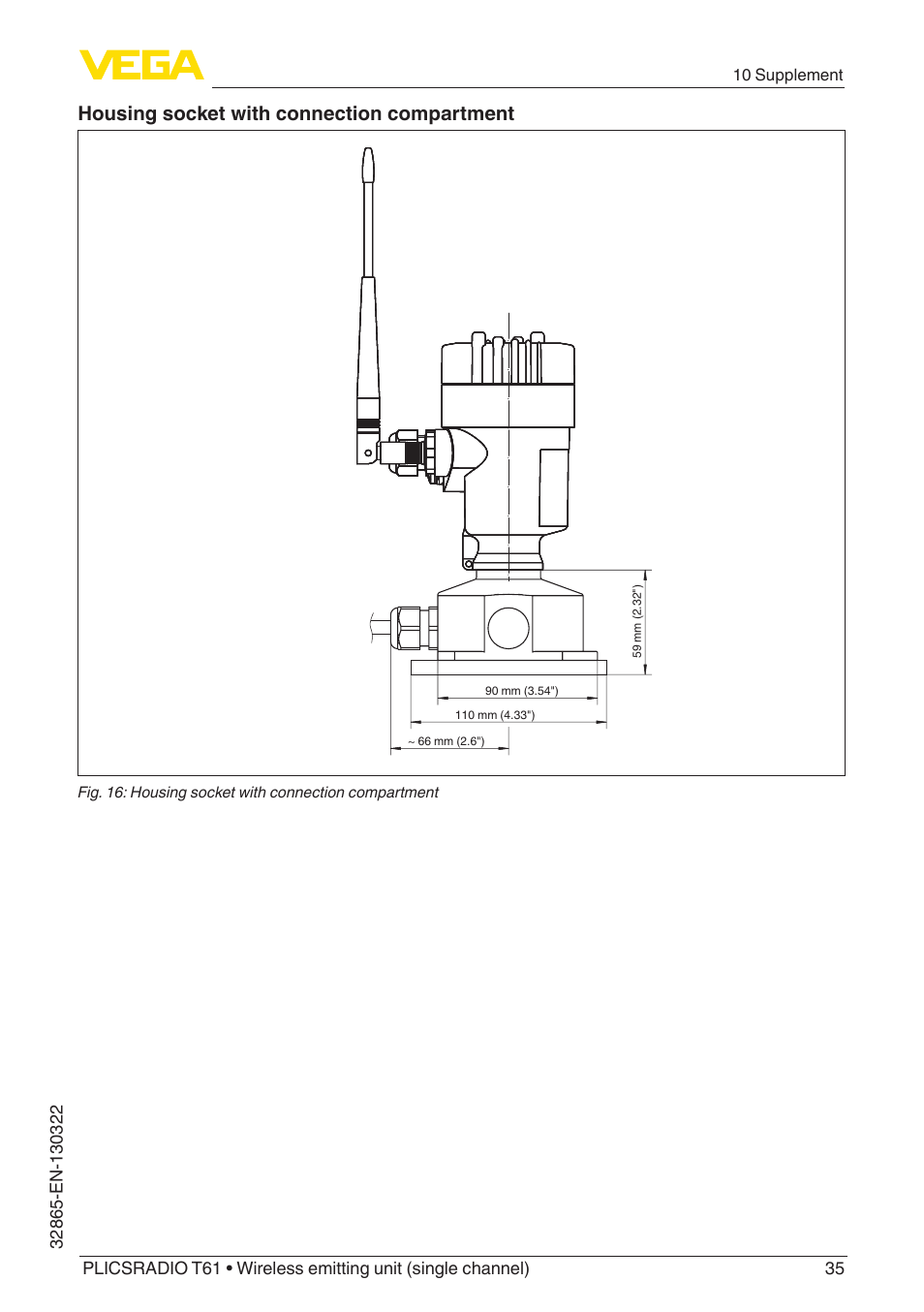 Housing socket with connection compartment | VEGA PLICSRADIO T61 Wireless emitting unit User Manual | Page 35 / 40