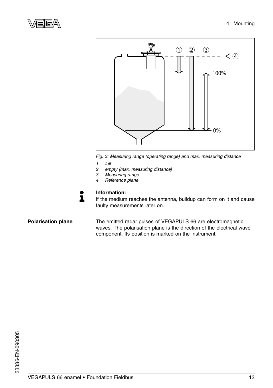 VEGA VEGAPULS 66 (≥ 2.0.0 - ≤ 3.8) enamel Foundation Fieldbus User Manual | Page 13 / 68