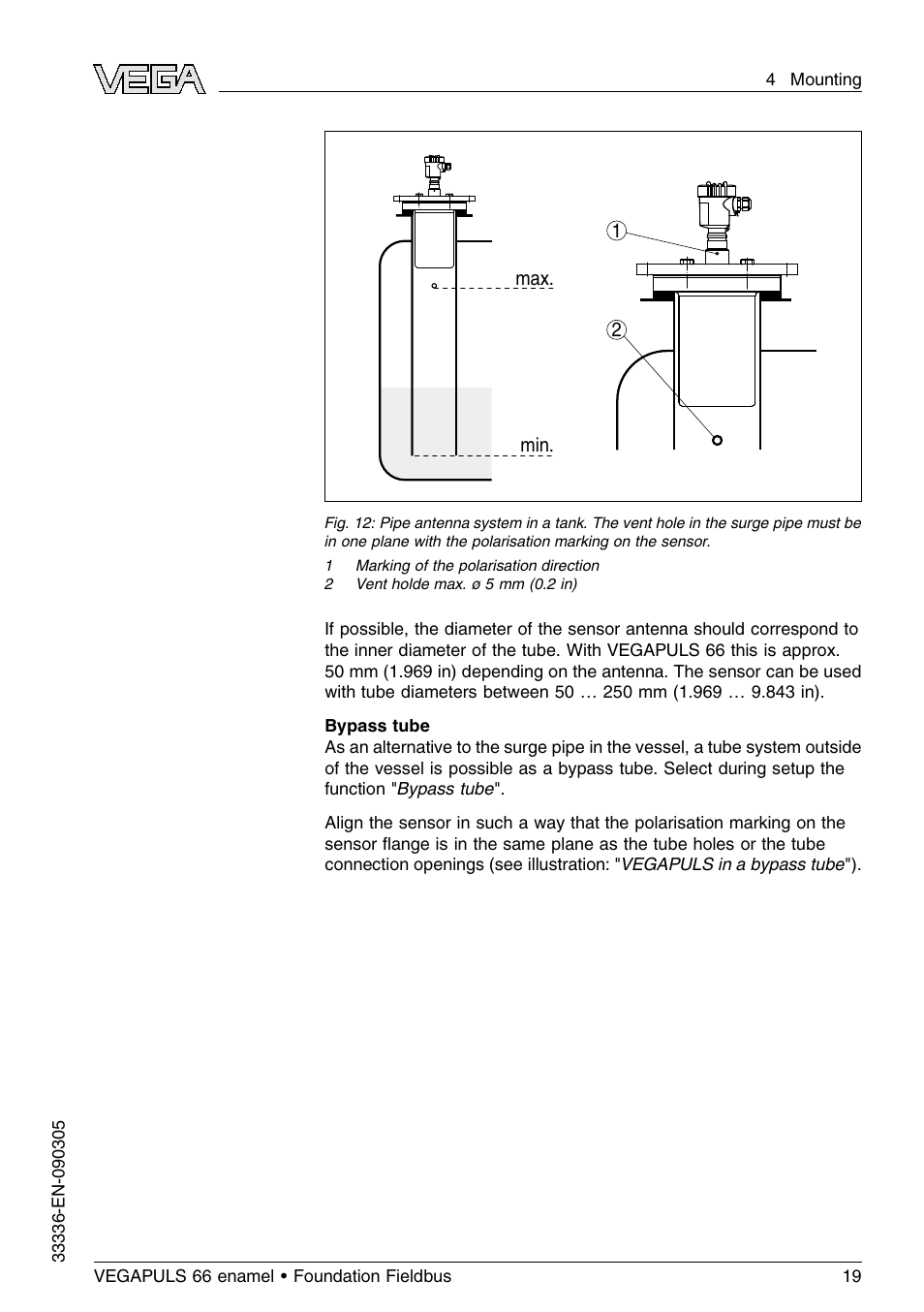 VEGA VEGAPULS 66 (≥ 2.0.0 - ≤ 3.8) enamel Foundation Fieldbus User Manual | Page 19 / 68