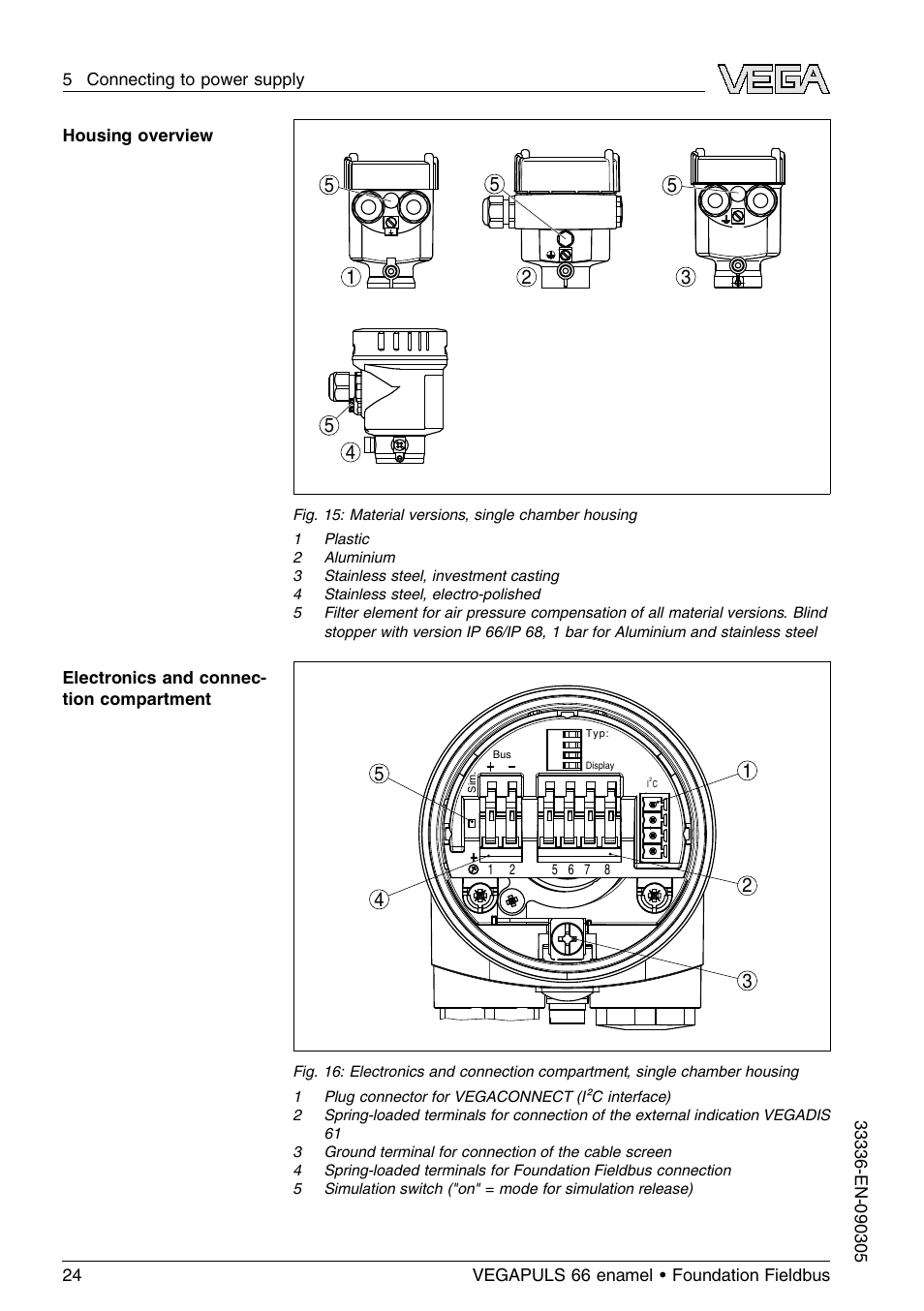 VEGA VEGAPULS 66 (≥ 2.0.0 - ≤ 3.8) enamel Foundation Fieldbus User Manual | Page 24 / 68