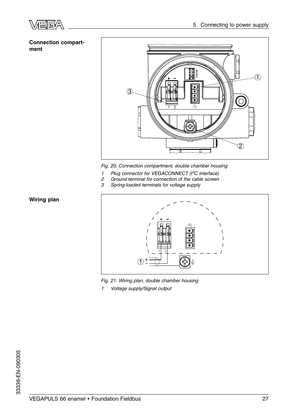 VEGA VEGAPULS 66 (≥ 2.0.0 - ≤ 3.8) enamel Foundation Fieldbus User Manual | Page 27 / 68